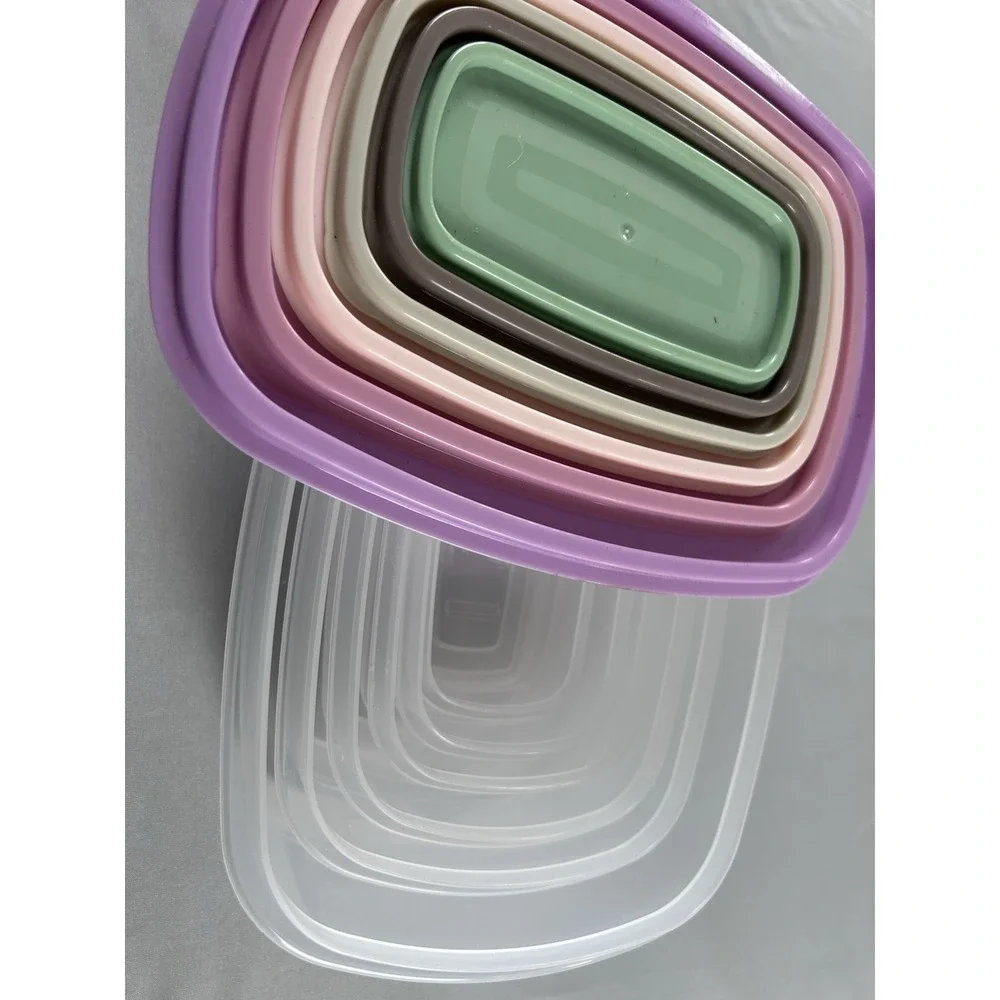 Nesting Food Storage Container Set 6 Pc BPA Free Plastic Lids‎ Multicolor